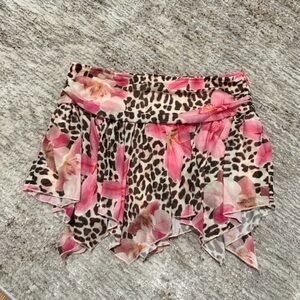 Pink Floral Leopard Women's Skirt